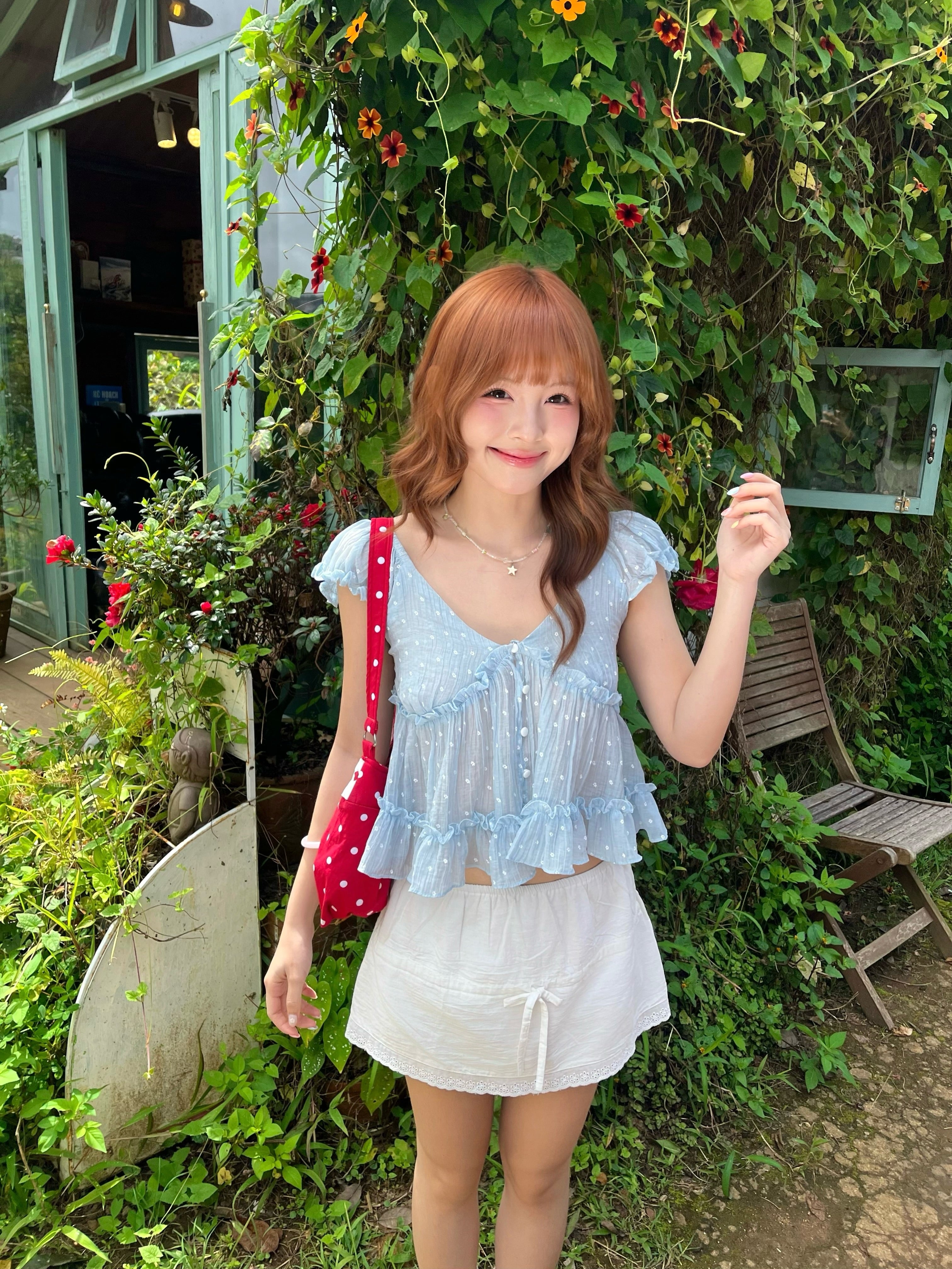 Cloudy Sheer Polka Dot Blouse