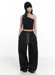【單肩Crop Top!!】Single Shoulder Rivet Crop Top