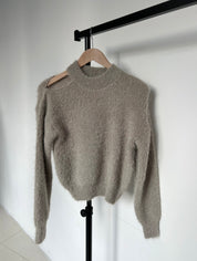 【海馬毛毛冷衫】Fluffy Solid Shoulder Cut Cardigan