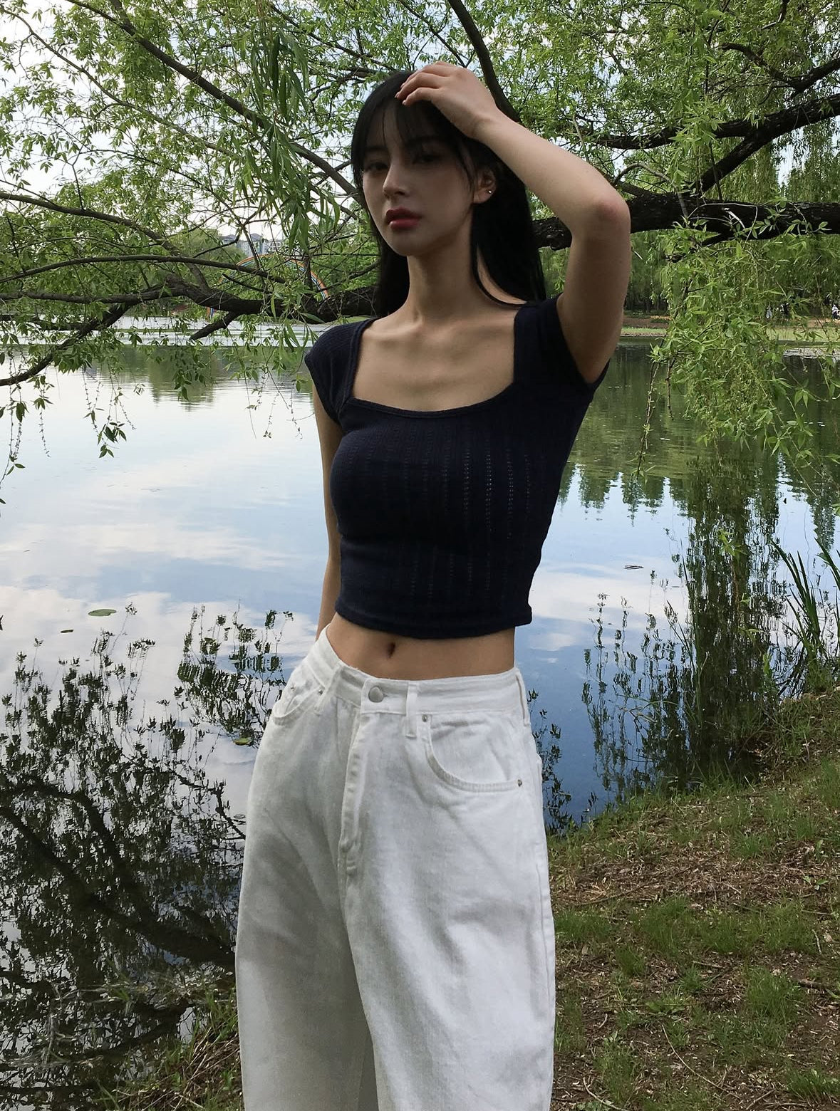 【方領氣質upupup!!!】Squared Neck Baby Crop Top
