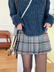 Flannel Checkered Pleated Skirt