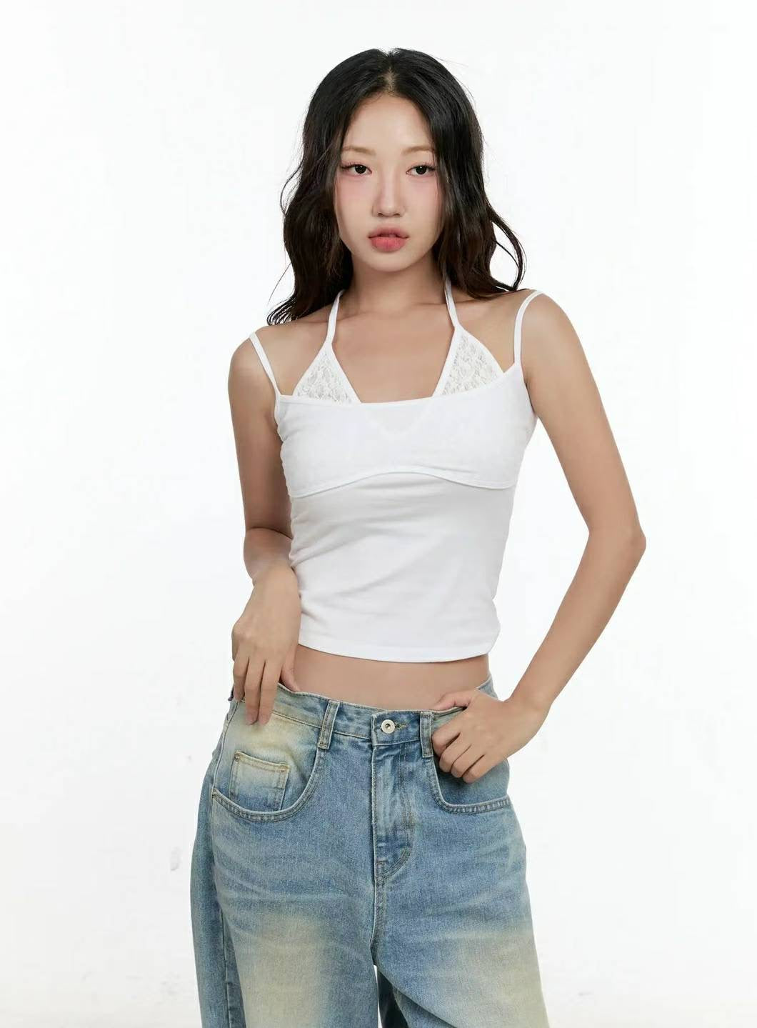 【假兩件laces背心🎶】Double Layered Lace Cami Top