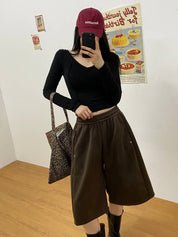 【$99系列｜型格v領打底】Basic Solid Single V Neck Long Sleeve Top