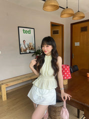 Lemon Soufflé Peplum Top