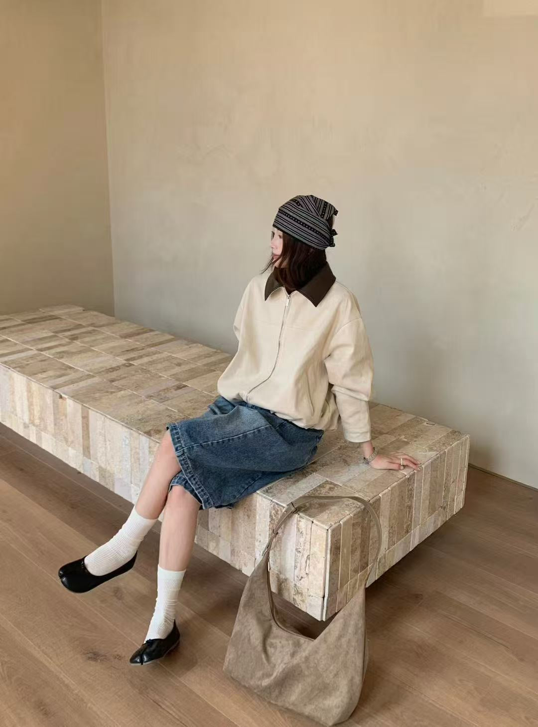 【🇰🇷韓國連線｜限時優惠價！】Leather Collar Suede Jacket