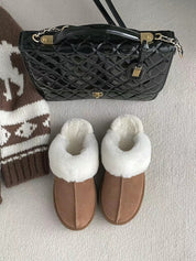 【真牛皮 真羊毛🦙】Fluffy Platform Leather Slippers