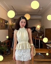 Lemon Soufflé Peplum Top