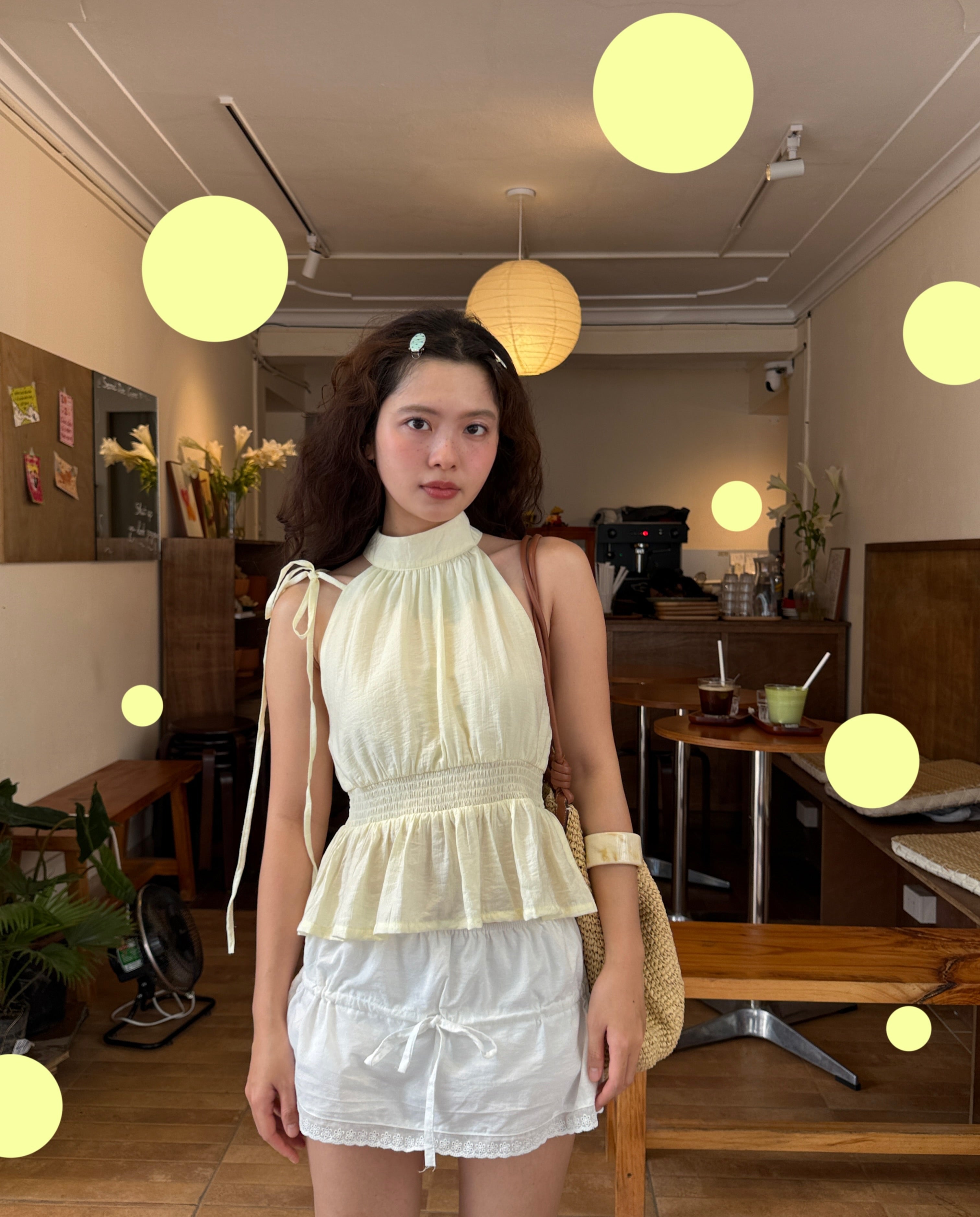 Lemon Soufflé Peplum Top