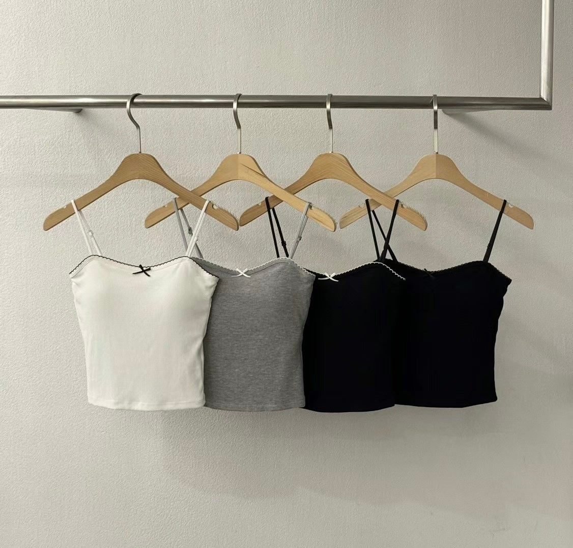 【✔️PAD｜小蝴蝶結設計】Lil Ribbon Solid Padded Bra Top