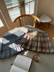 Flannel Checkered Pleated Skirt