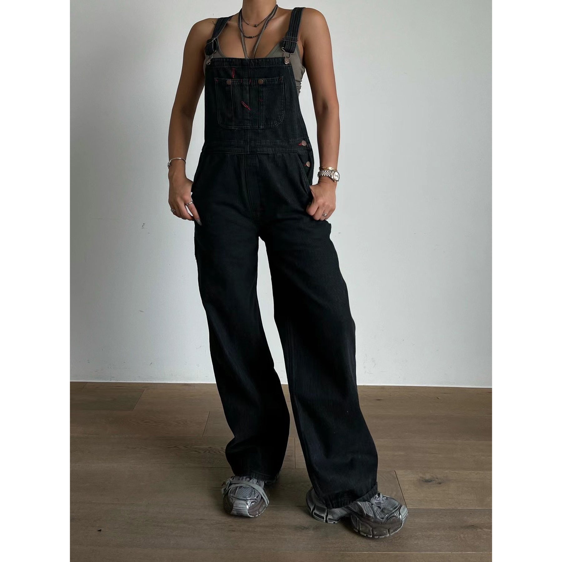 Solid Denim Overall Jumpsuit