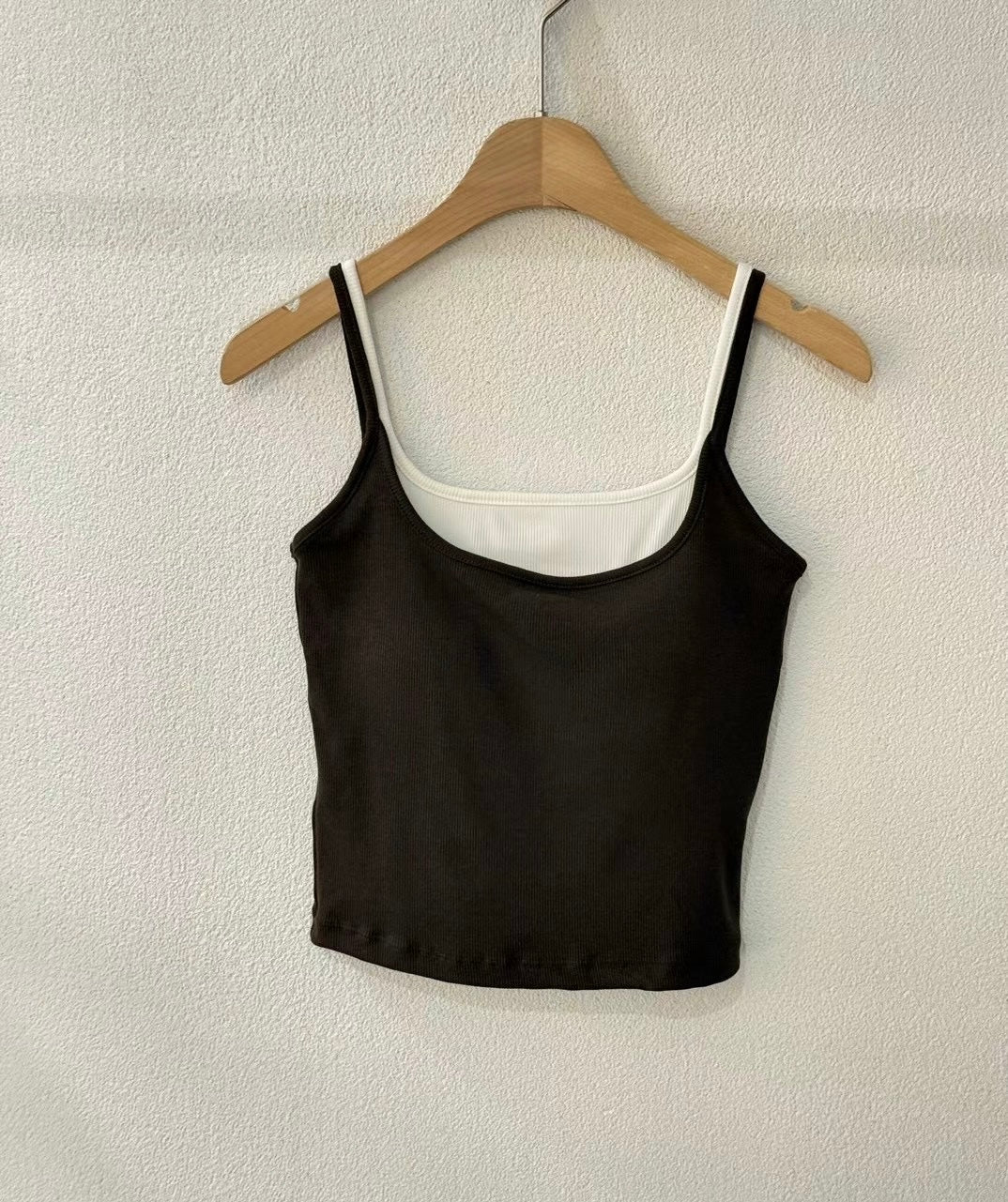 【✔️PAD｜拼接設計】Layered Double Strap Padded Cami Top