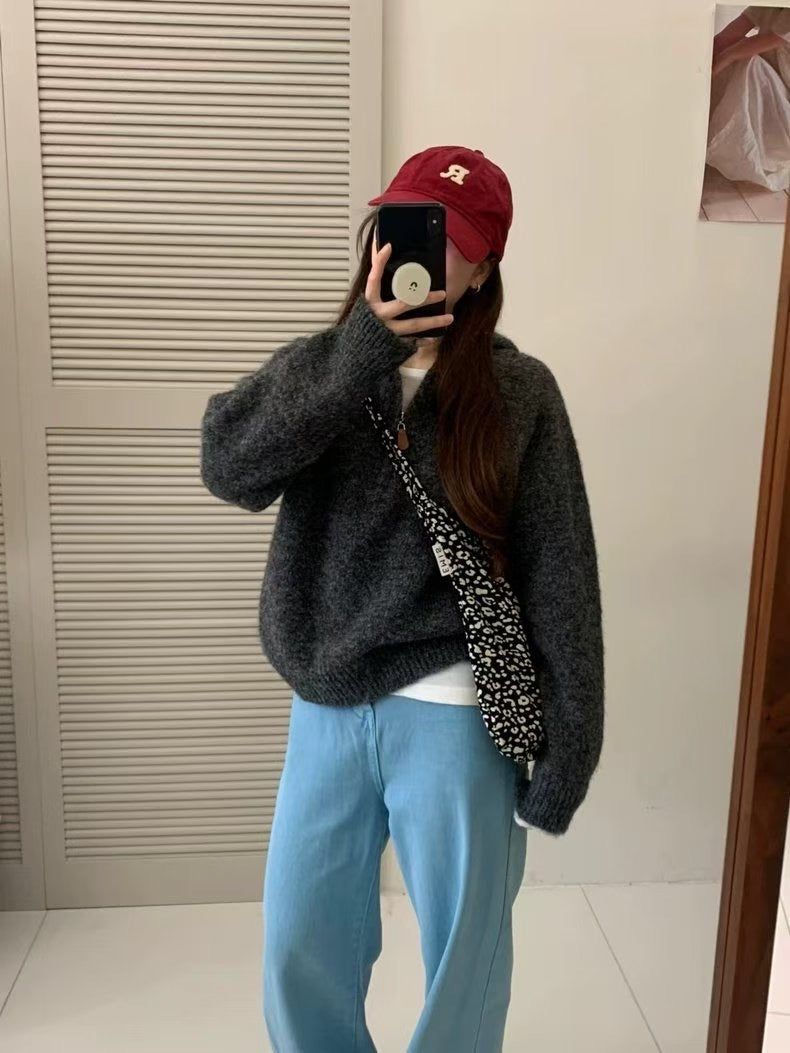 【🇰🇷韓國連線｜限時優惠價！】純色針織Half Zip Hoodies