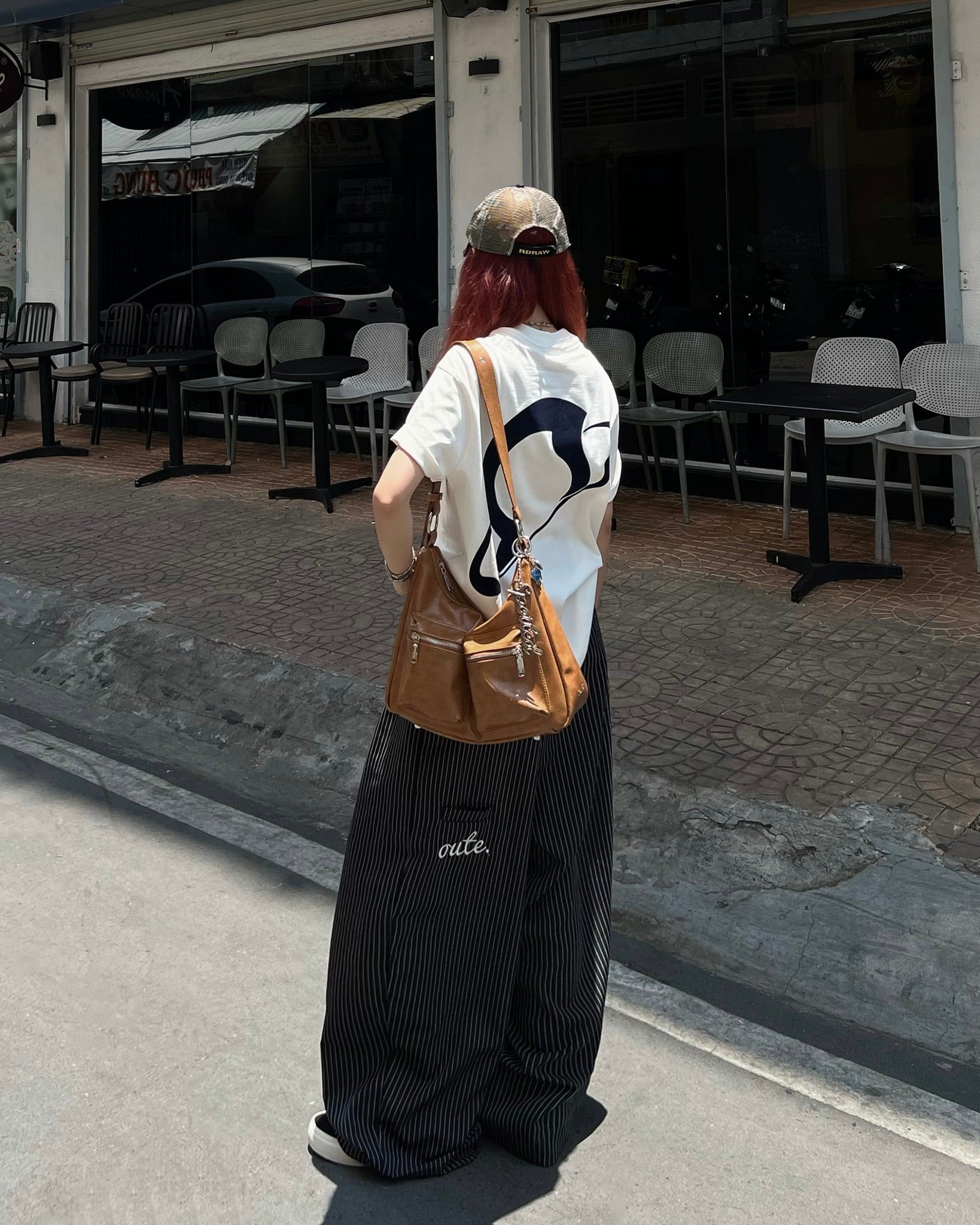 Outerity striped wide leg pants
