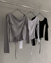 【FW24新款達陣！】Double Ribbon Single Shoulder Top