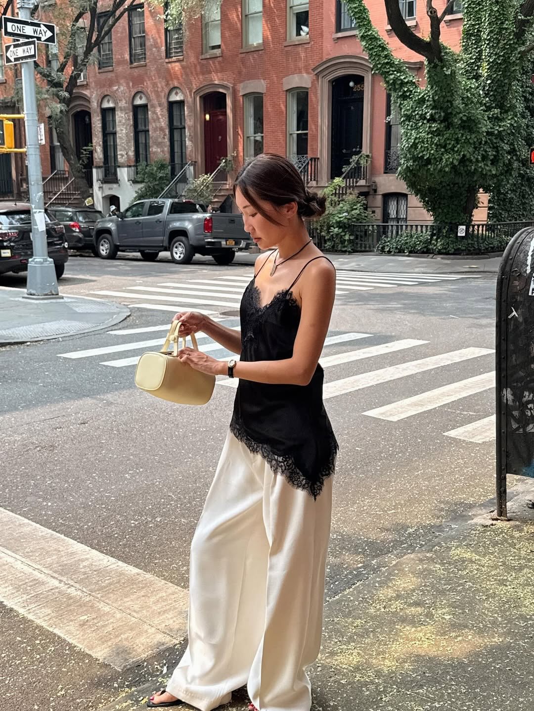 Satin lace camisole top