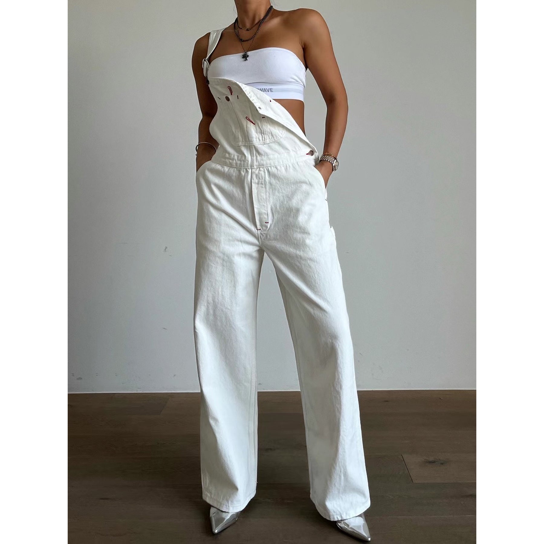 Solid Denim Overall Jumpsuit