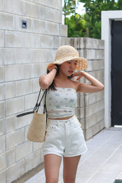【復古田園感】Ditsy Floral Ruched Side Tube Top