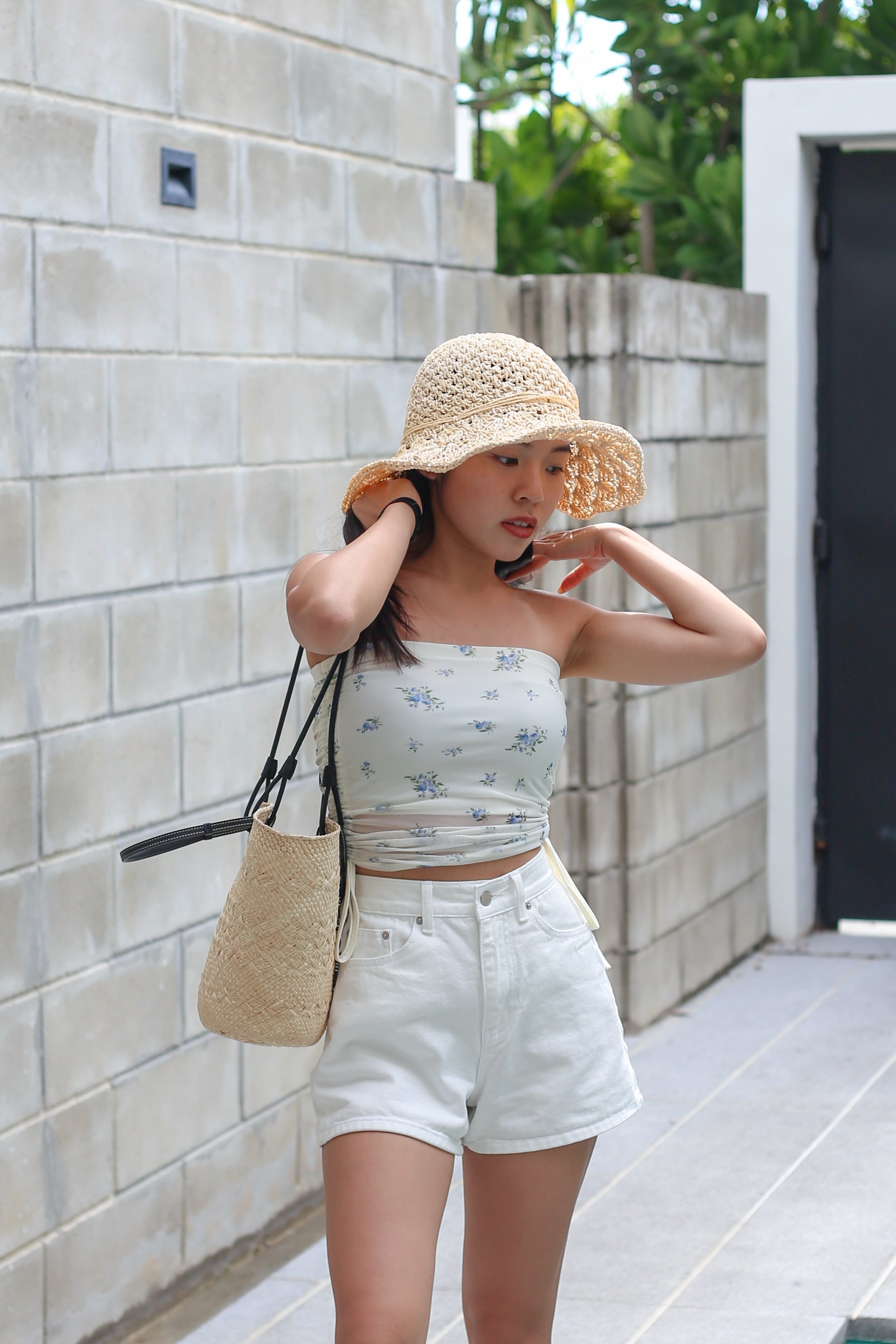 【復古田園感】Ditsy Floral Ruched Side Tube Top