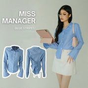 【後綁帶恤衫｜6色入】Miss Manager Fitted Shirt