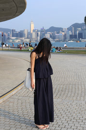 【超舒適慵懶渡假套裝】Solid Cami Top With Wide Leg Pants Set
