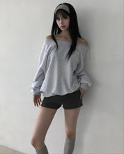 【歐美風單肩sweater】 Long Sleeve Off Shoulder Sweater