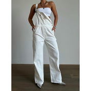 Solid Denim Overall Jumpsuit