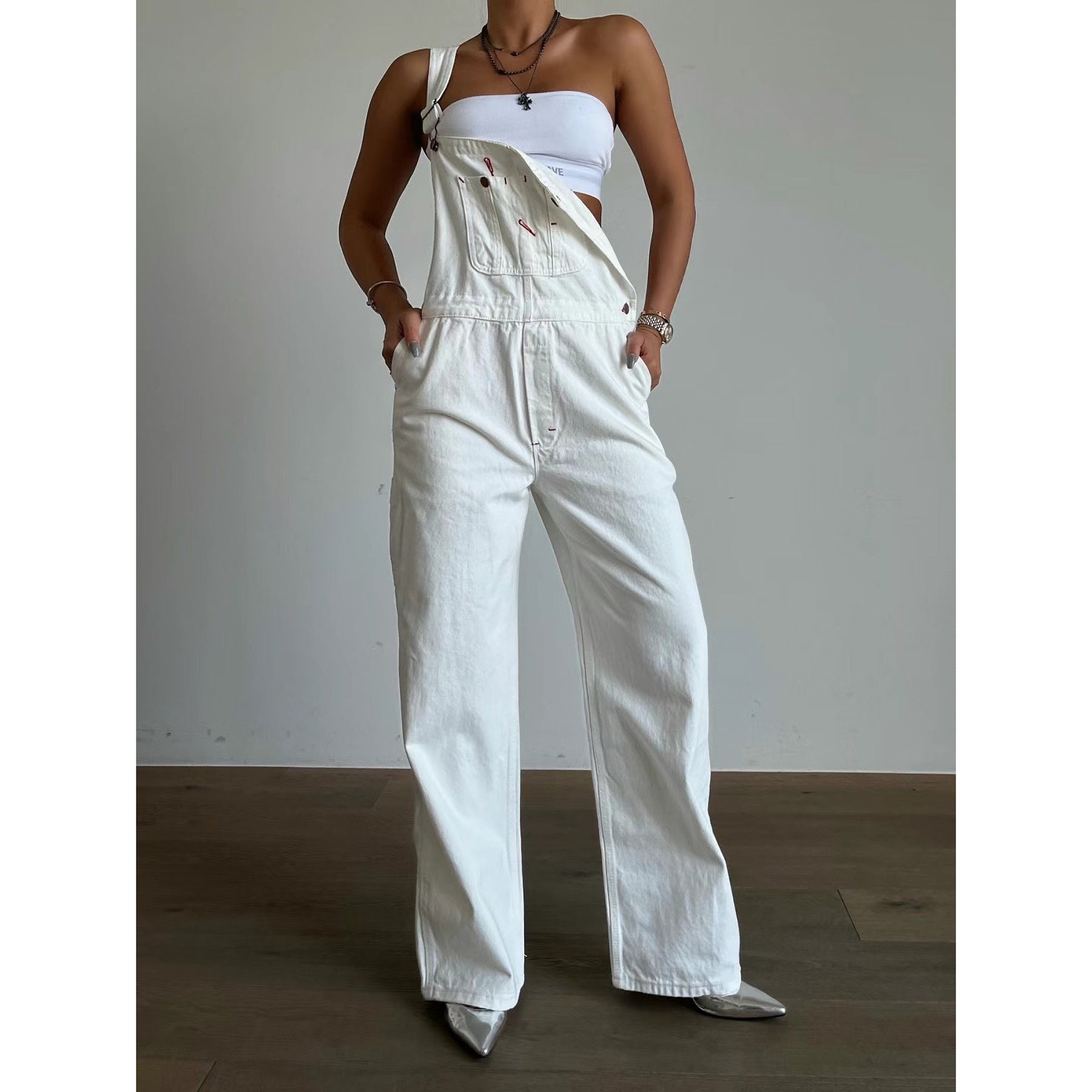 Solid Denim Overall Jumpsuit