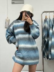 【情侶必入👩🏻‍🤝‍👨🏼銷量超過150件🔥】Elfie Striped Round Neck Long Sweater