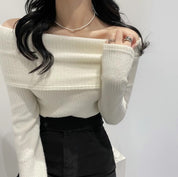 Long Sleeve Off Shoulder Solid Top