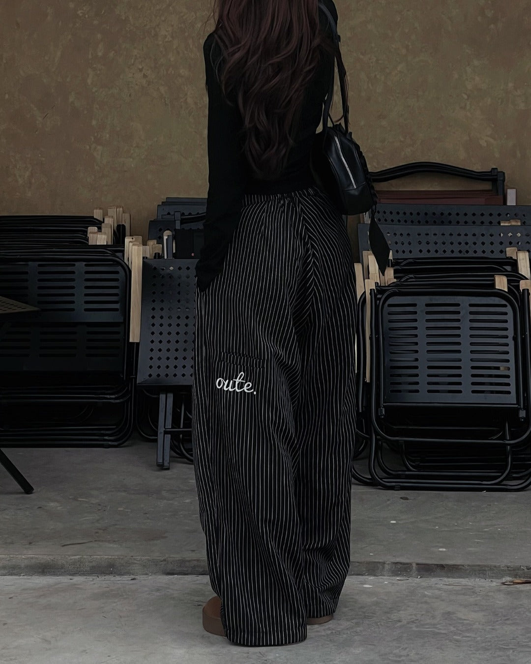 Outerity striped wide leg pants