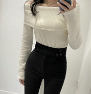 Long Sleeve Off Shoulder Solid Top