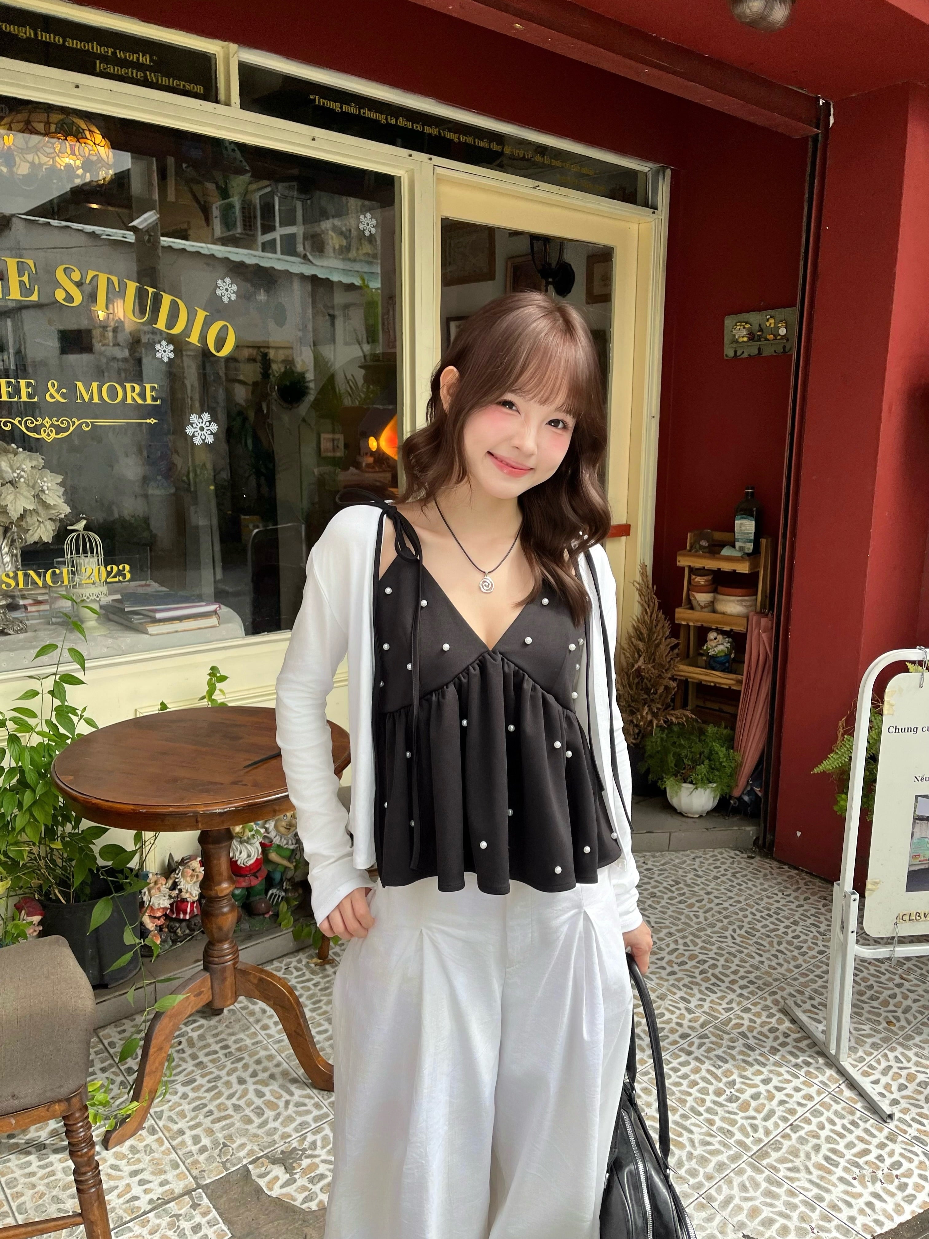 Starlight Pearl V-neck Top
