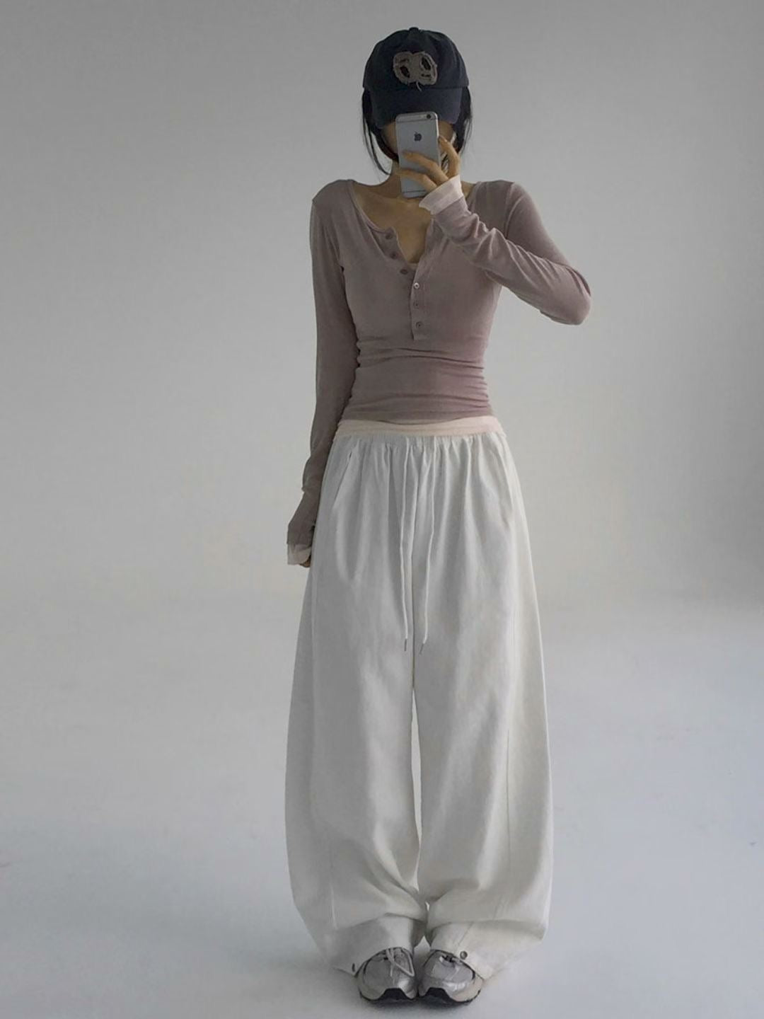 【假兩件長䄂Top🎶】Double Layered Button Front Long Sleeve Top