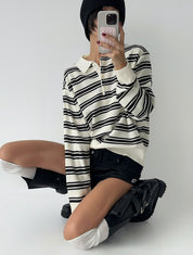 【🇰🇷韓國連線】Loose Fit Striped Collar T Shirt