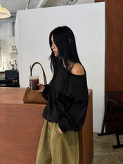 【歐美風單肩sweater】 Long Sleeve Off Shoulder Sweater