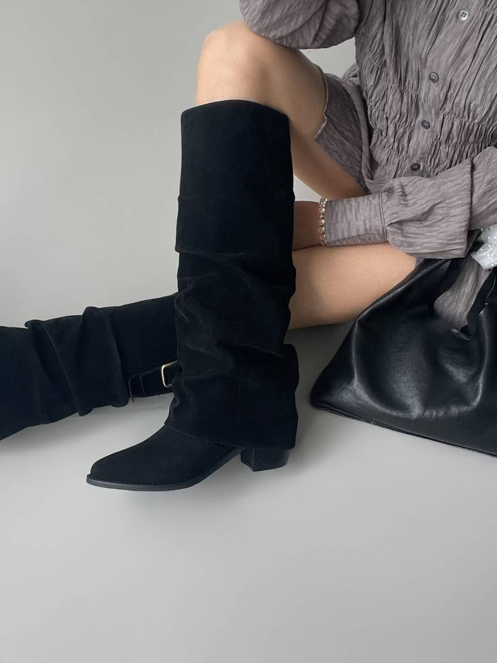 【6cm粗踭長Boots】6cm Classy Suede Boots