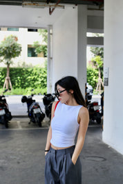 #T240【店主自留款! 10/10入膊背心】Basic Solid Boat Neck Tank Top