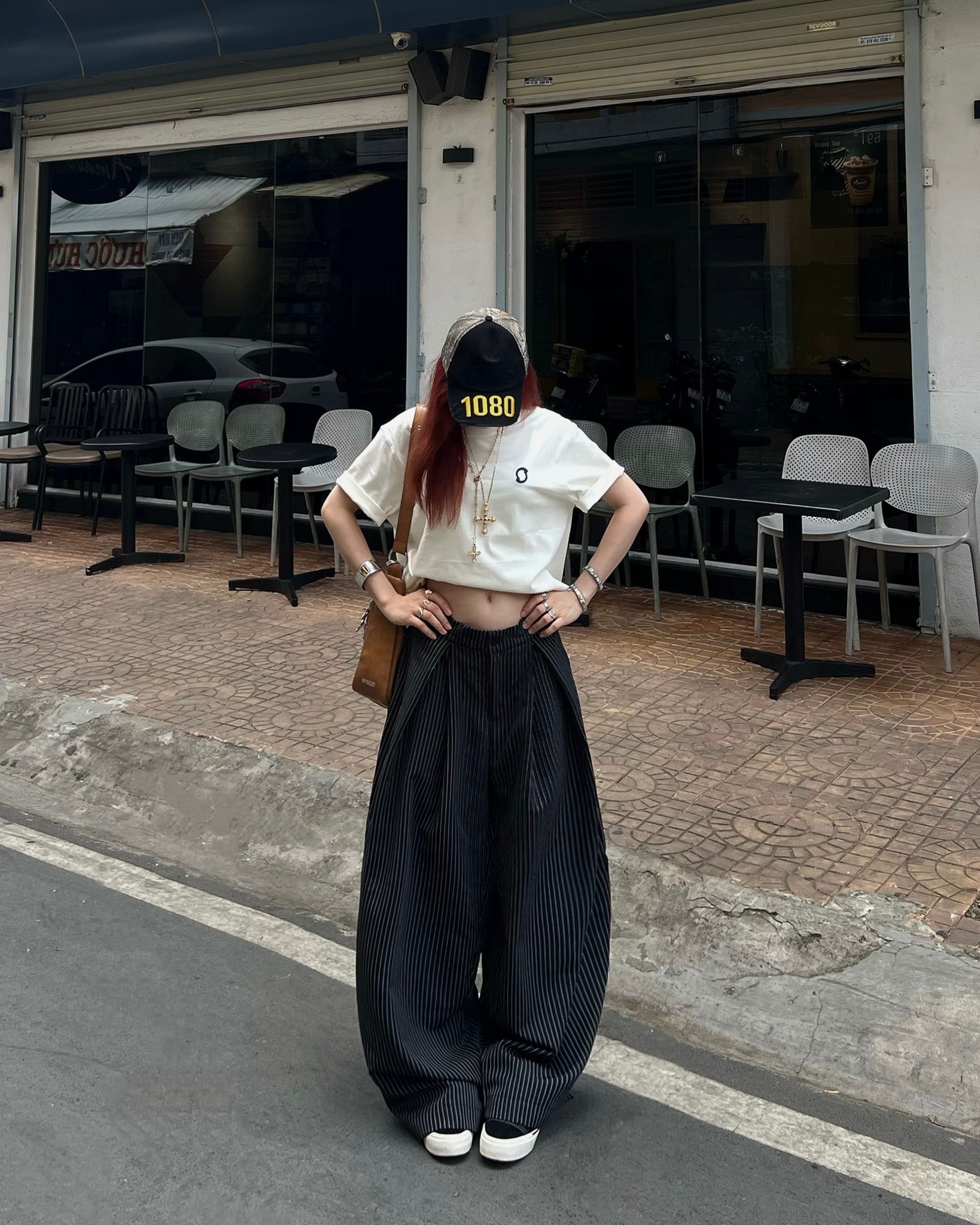 Outerity striped wide leg pants