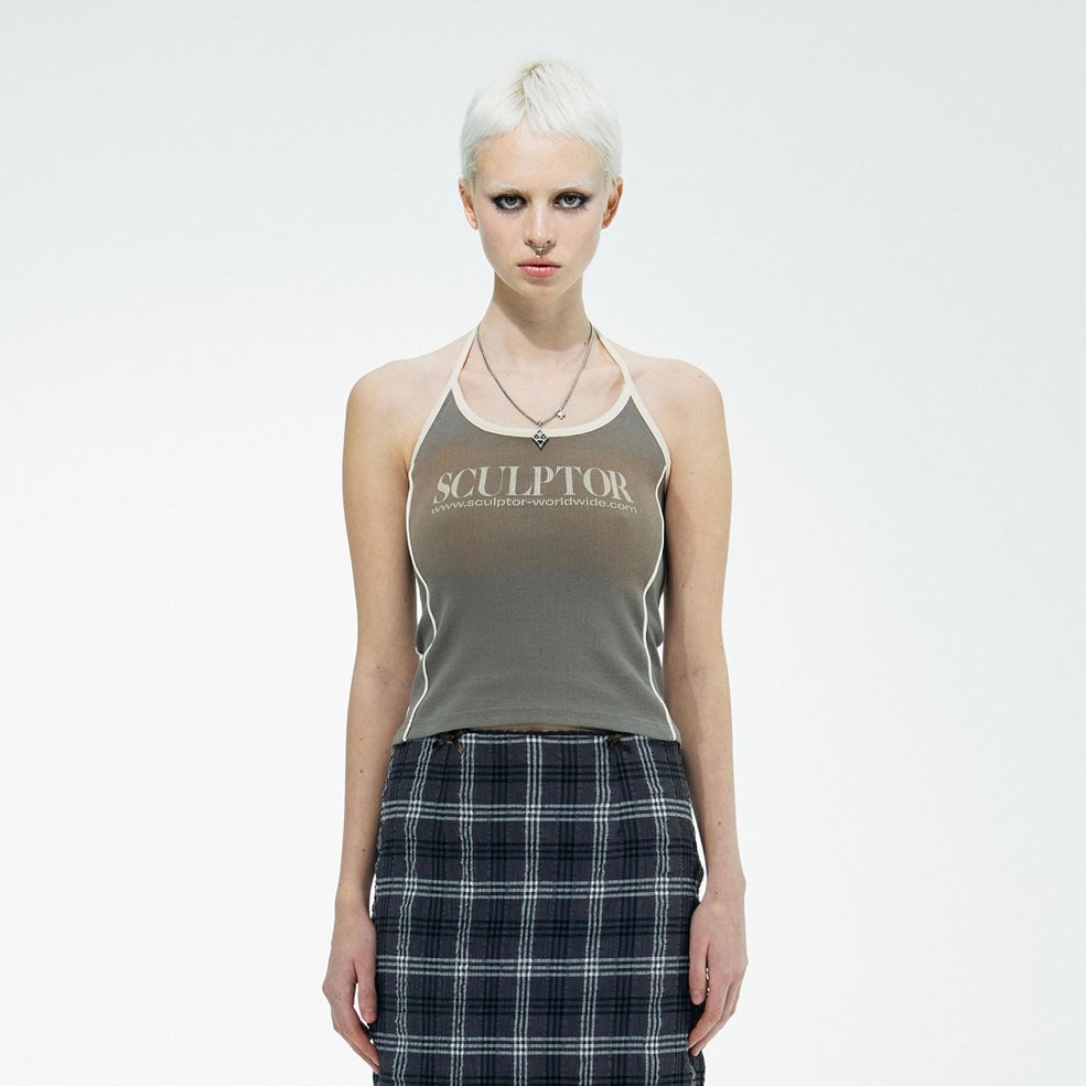 #K019 Sculptor Classic Logo Halter Top