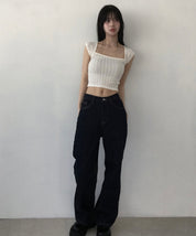 【方領氣質upupup!!!】Squared Neck Baby Crop Top