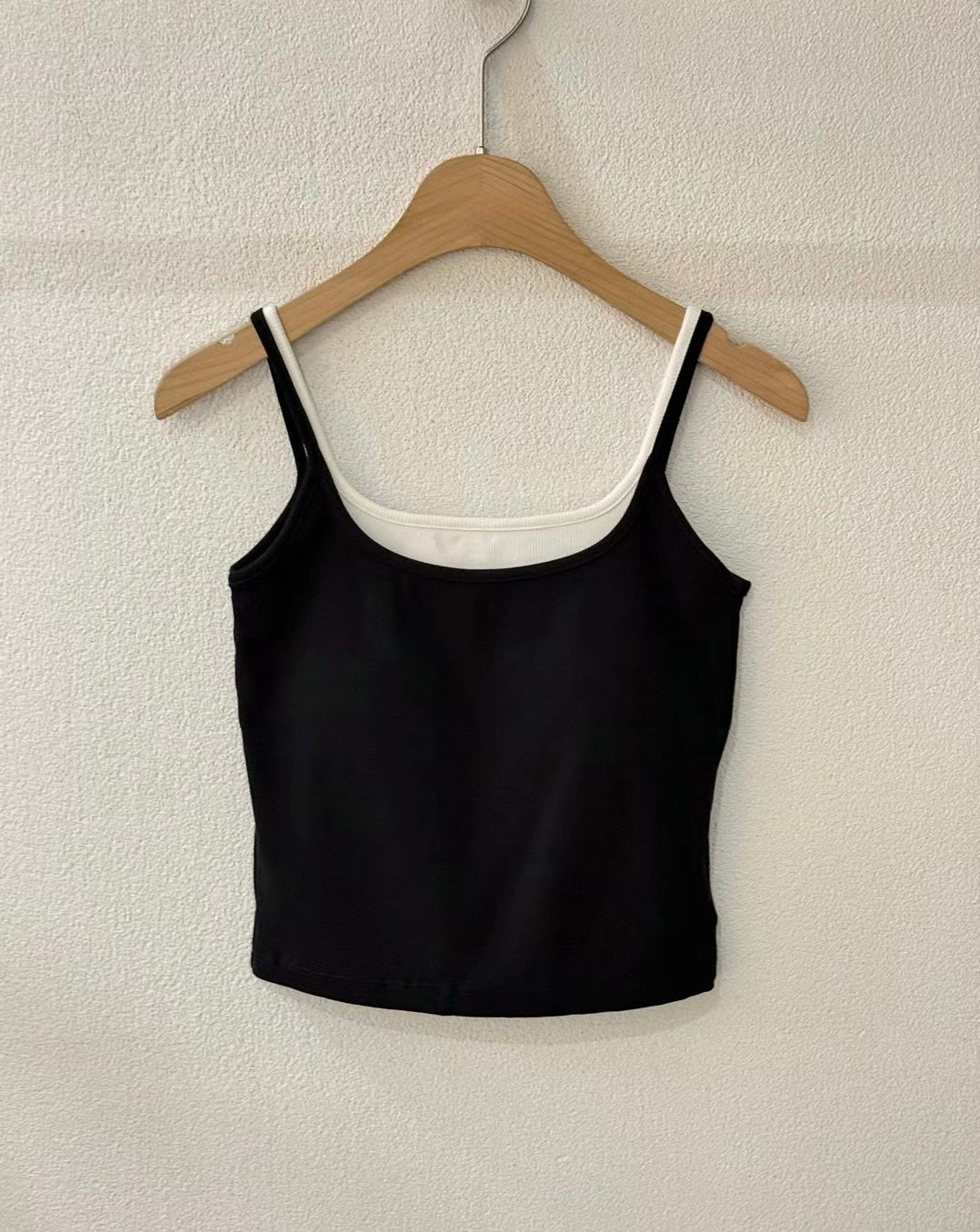 【✔️PAD｜拼接設計】Layered Double Strap Padded Cami Top