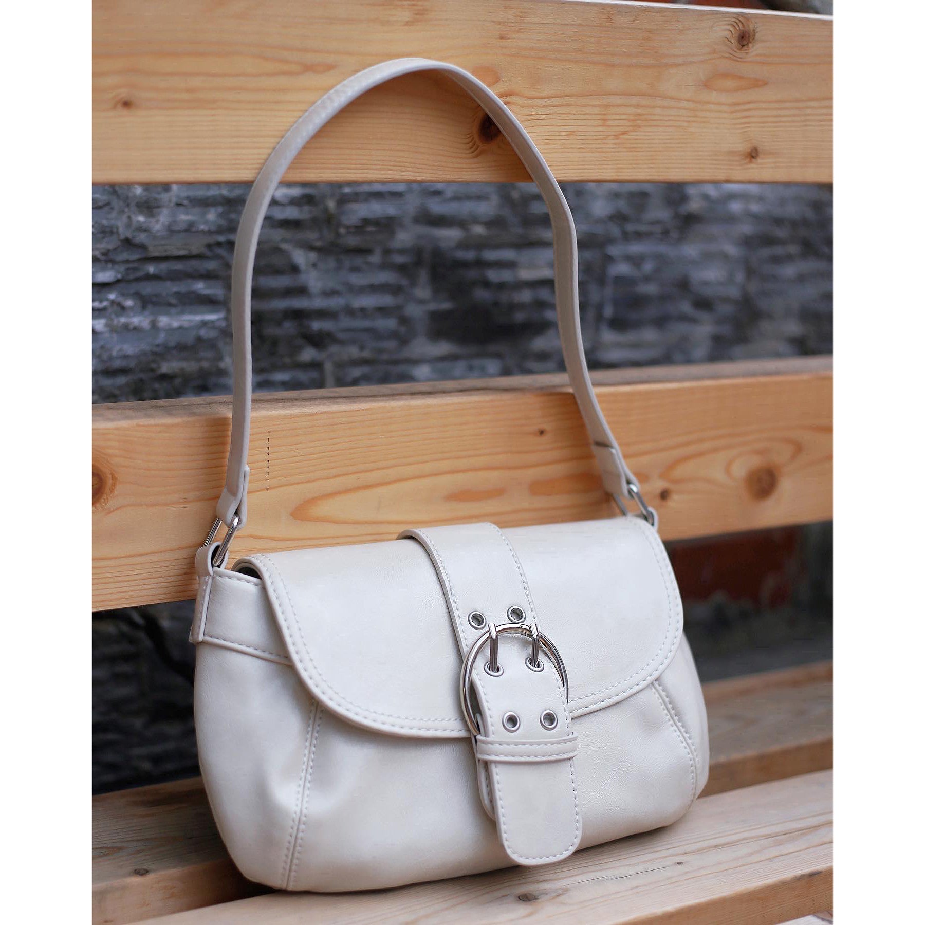 Perry Solid Buckle Shoulder Bag