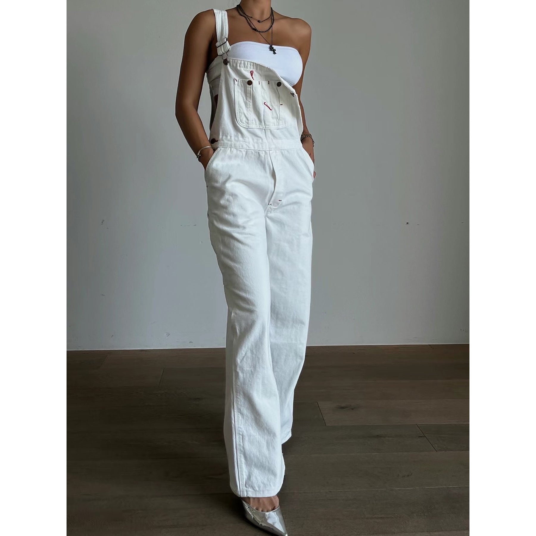 Solid Denim Overall Jumpsuit