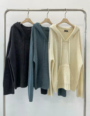 【羊駝毛針織Hoodie】Basic Solid Knit Hoodie