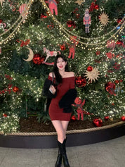 【節日感Party Dress🎊】2 Way Off Shoulder Dress