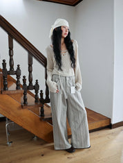 【慵懶感綁帶罩衫｜2色入】Tie Front Solid See-Throgh Knit Cardigan