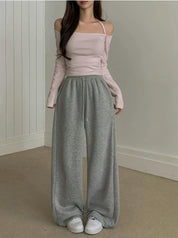 【$99系列｜ 一字領綁帶款】Basic Solid Tie Back Long Sleeve Top