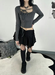 Irregular Tied Short Skirt