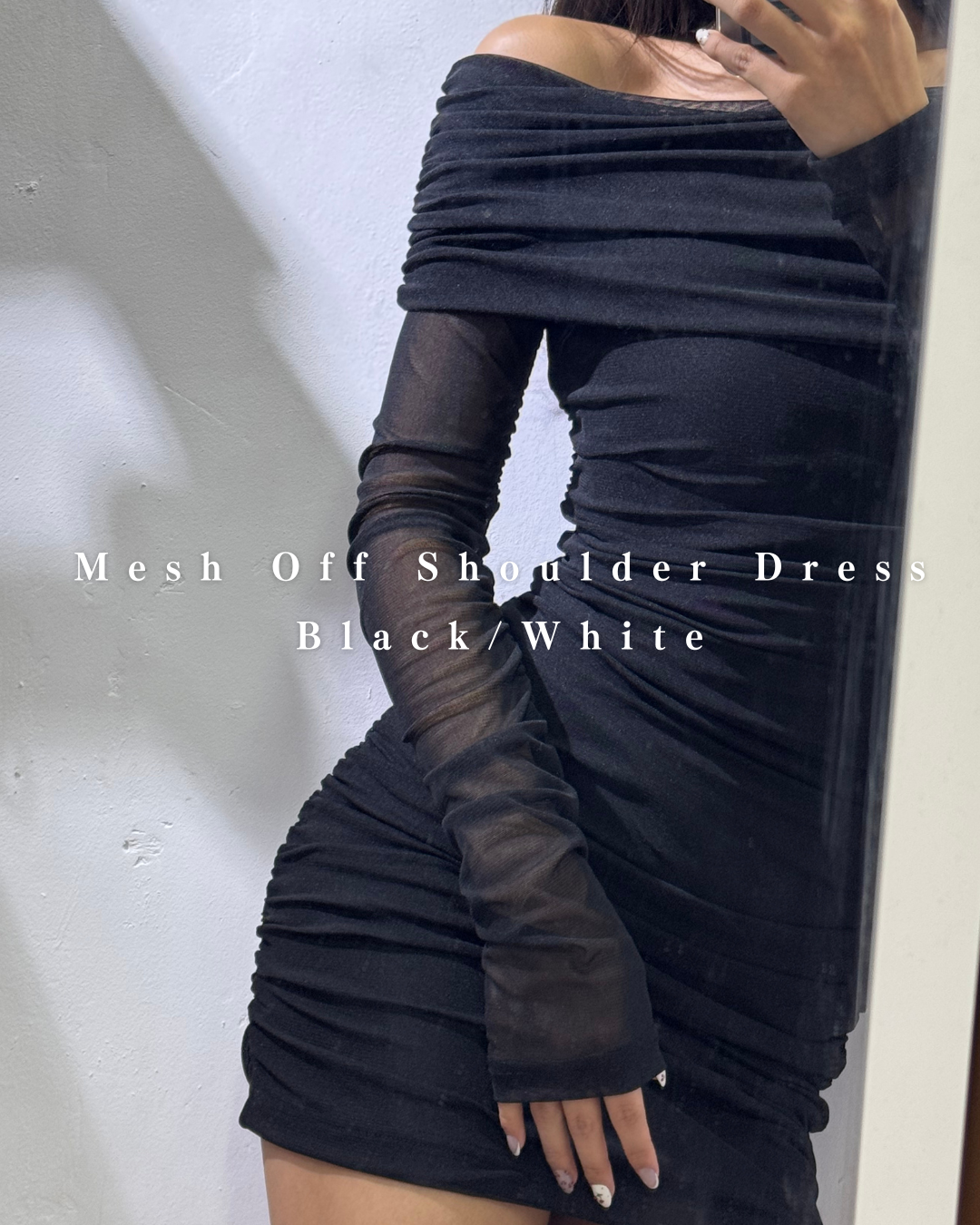 【Party Dress系列上線！】Mesh Off Shoulder Dress